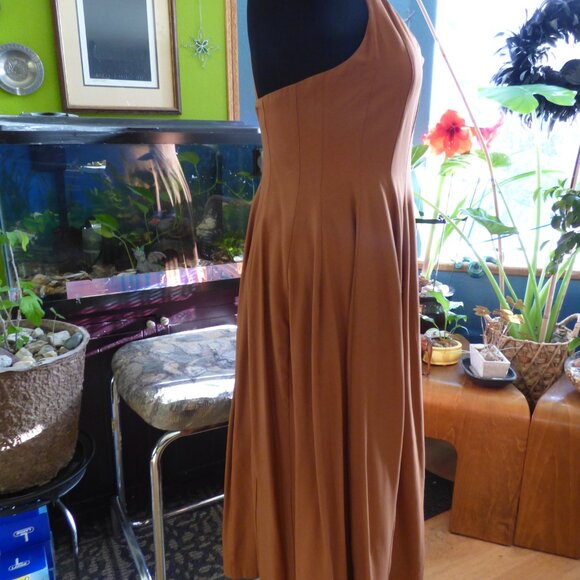 EN SAISON BROWN GOTH PRAIRIE ADJUSTABLE STRAPS MAXI DRESS WITH FULL SKIRT PART L - Picture 5 of 11